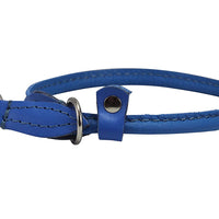 Dogs My Love Round High Quality Genuine Rolled Leather Choke Dog Collar Blue