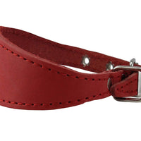 Red Real Leather Tapered Dog Collar 1,5" Wide, Fits 8.5"-10.5" Neck, Small, Dachshund