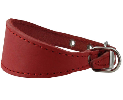 Red Real Leather Tapered Dog Collar 1,5