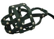 Genuine Leather Dog Basket Muzzle #105 Black - Pit Bull, AmStaff (Circumf 12", Snout Length 3.5")