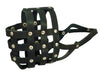 Real Leather Dog Basket Muzzle #107 Black - Pit Bull, AmStaff (Circumference 12", Snout Length 3.5")