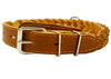 Genuine Leather Braided Dog Collar 11"-14" Neck, 7/8" Wide, Brown