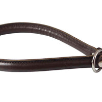 Round Genuine Rolled Leather Choke Dog Collar 21" Long Brown