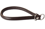 Round Genuine Rolled Leather Choke Dog Collar 21" Long Brown