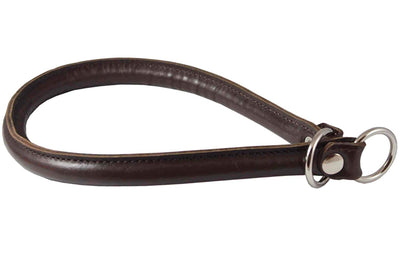 Round Genuine Rolled Leather Choke Dog Collar 21