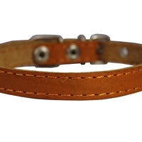 Real Leather Dog Collar 9.5"-13" Neck Size, 1/2" Wide Chihuahua, Puppies