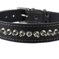 Genuine Leather Spiked Dog Collar 1.5" Wide Sized to Fit 18"-22.5" Neck Boxer, Bulldog, Rottweiler