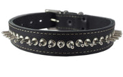 Genuine Leather Spiked Dog Collar 1.5" Wide Sized to Fit 18"-22.5" Neck Boxer, Bulldog, Rottweiler