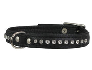 Dogs My Love Rhinestone Genuine Leather Dog Collar Black