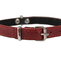 Red Genuine Leather Felt Padded Dog Collar 13"x1/2" Wide Fits 9"-12" Neck Yorkshire Terrier, Puppies