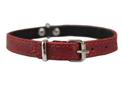 Red Genuine Leather Felt Padded Dog Collar 13