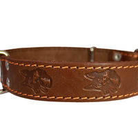 Genuine Leather Dog Collar 1.25"x22" Fits 15"-20" Neck, Brown