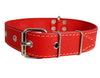 Genuine Leather Dog Collar 1.4"x25" Fits 17"-22" Neck, Red German Shepherd