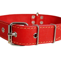 Genuine Leather Dog Collar 1.4"x25" Fits 17"-22" Neck, Red German Shepherd