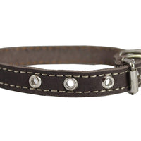 Brown Real Leather Dog Collar 9.5"-13" Neck Size, 1/2" Wide Yorkshire Terrier, Puppies