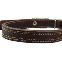 Martingale Genuine Brown Double Ply Leather Dog Collar Choker Medium to Large Fits 17.5"-21" Neck.