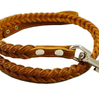 Genuine Leather Braided Dog Leash 4 Ft Long 3/4" Wide Brown