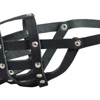 Real Leather Dog Basket Muzzle #104 Black - Amstaff (Circumference 11.8", Snout Length 3")