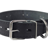 Genuine Leather Studded Dog Collar, Black, 1.5" Wide. Fits 16"-20" Neck Size Amstaff