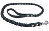 Black 4-thong Round Fully Braided Genuine Leather Dog Leash, 4 Ft Long, Large Breeds