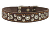 Genuine Leather Studded Dog Collar 25"x1.5" Brown Fits 18"-21" Neck Large