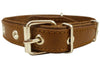 Genuine Leather Braided Studded Dog Collar, Brown 1.25" Wide. Fits 16"-20.5" Neck.