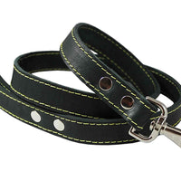 4' Classic Genuine Leather Dog Leash 1" Wide for Largest Breeds Black