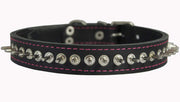 Genuine Leather Spiked Dog Collar 1" Wide Black Fit 17"-21" Neck 1" Wide Boxer, Amstaff, Pit Bull