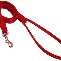 Dogs My Love 4ft Long Round Genuine Rolled Leather Dog Leash Red