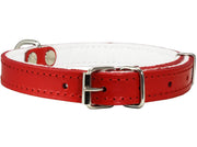 Dogs My Love Genuine Leather Felt Padded Dog Collar Red