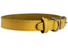 Genuine Leather Dog Collar Yellow 4 Sizes