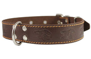 Dogs My Love Genuine Leather Dog Collar 1.4"x25" Fits 17"-22" Neck, Brown German Shepherd