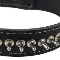 Genuine Leather Spiked Dog Collar 1.5" Wide Sized to Fit 18"-22.5" Neck Boxer, Bulldog, Rottweiler