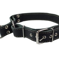 Martingale Genuine Black Double Ply Leather Dog Collar Choker Large Fits 19"-22.5" Neck.