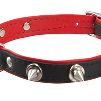 Dogs My love Spiked Genuine Leather Dog Collar Padded Black/Red