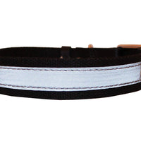 Cotton Web/Leather Reflective Dog Collar 20" Long 1" Wide Fits 14"-18" Neck, Amstaff