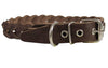 Brown Genuine Leather Braided Dog Collar Braided 1" Wide, Fits 18"-21.5" Neck, Medium