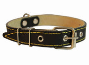 Genuine Leather Dog Collar 13"-19.5" Neck Size, 1" Wide Black