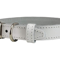 Genuine Leather Dog Collar White 4 Sizes