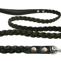 Genuine Fully Braided Leather Dog Leash 4 Ft Long 5/8" Wide Black, Menium Breeds