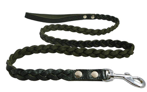 Genuine Fully Braided Leather Dog Leash 4 Ft Long 3/4" Wide Black, Menium to Large Breeds