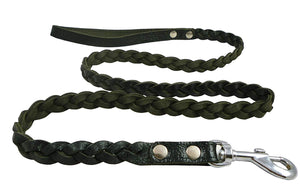 Genuine Fully Braided Leather Dog Leash 4 Ft Long 5/8" Wide Black, Menium Breeds