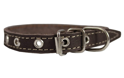 Brown Real Leather Dog Collar 9.5