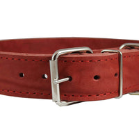 Genuine Leather Spiked Studded Dog Collar Red 18"-22" Neck 1.5" Wide Doberman, Rottweiler, Pitbull