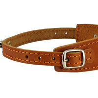 Genuine Leather Two Buckles Dog Collar 9.5"-12.5" Neck for Small Breeds and Puppies Tan