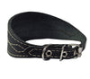 Black Real Leather Tapered Extra Wide Whippet Dog Collar 2.75" Wide, Fits 12"-16" Neck, Medium