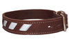 Genuine Leather Reflective Dog Collar 26"x1.5" Brown Fits 18"-23" Neck
