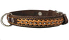 Genuine Leather Braided Studded Dog Collar, Brown 1" Wide. Fits 14"-18" Neck.