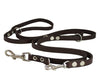 Dogs My Love Brown 6-Way Euro Leather Dog Leash, Adjustable Lead 49"-94" Long, 5/8" Wide (15 mm)