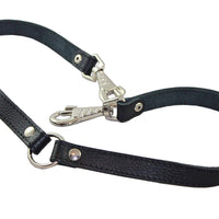 Genuine Leather Double Dog Leash - Two Dog Coupler (Black, Large (16"L x 7/8"W)